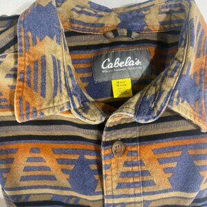 Cabelas Deerskin Soft Chamois Flannel Shirt Mens M Aztec Long Sleeves Southwest